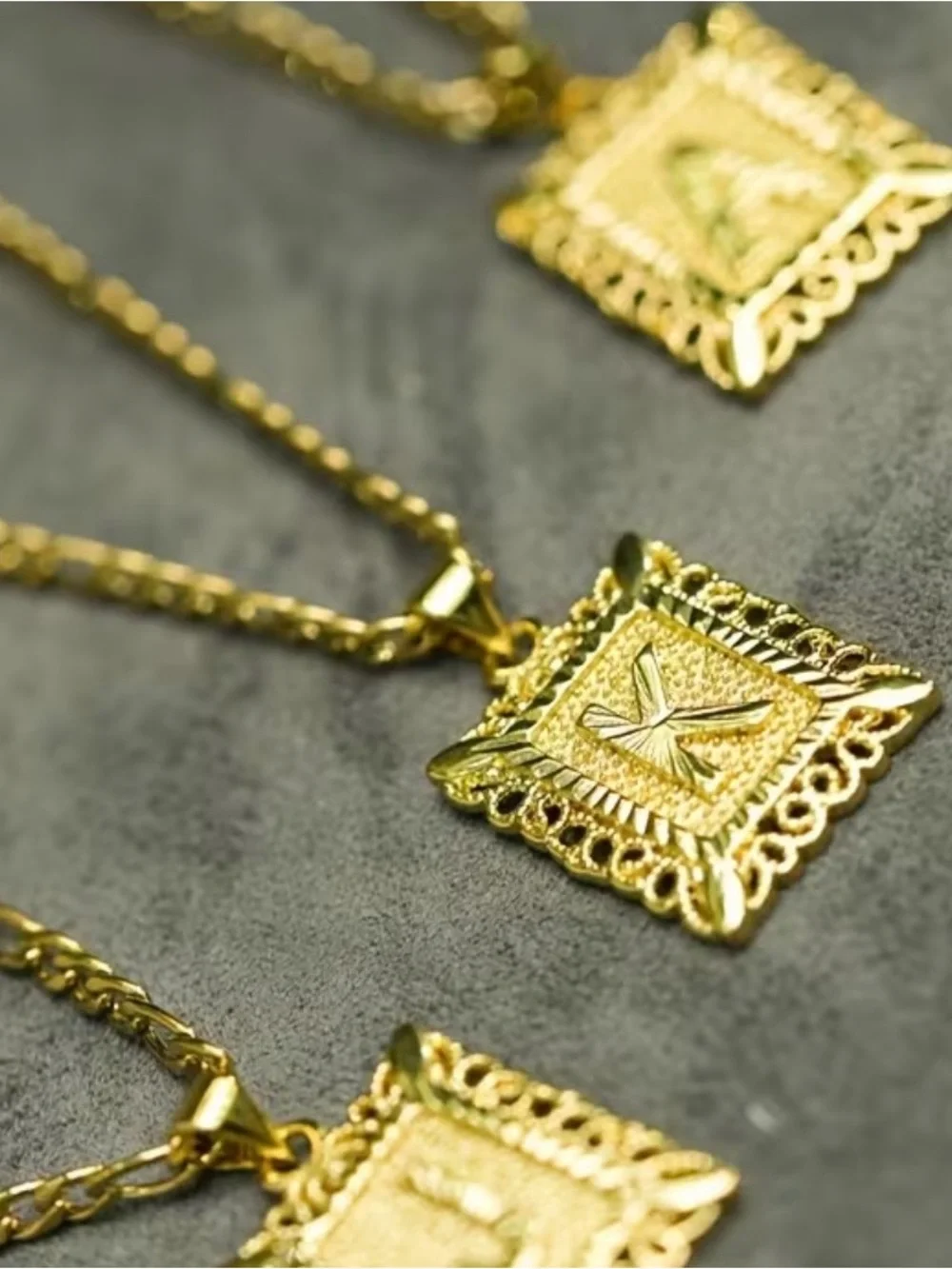 Gold Initial Pendant Necklace Unisex